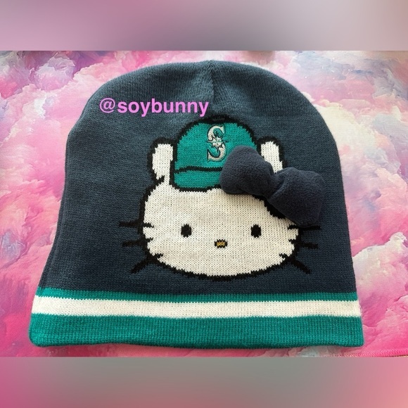 Limited Edition Sanrio Hello Kitty Knit Seattle Mariners Hat (NWOT; Blue) - Picture 1 of 5